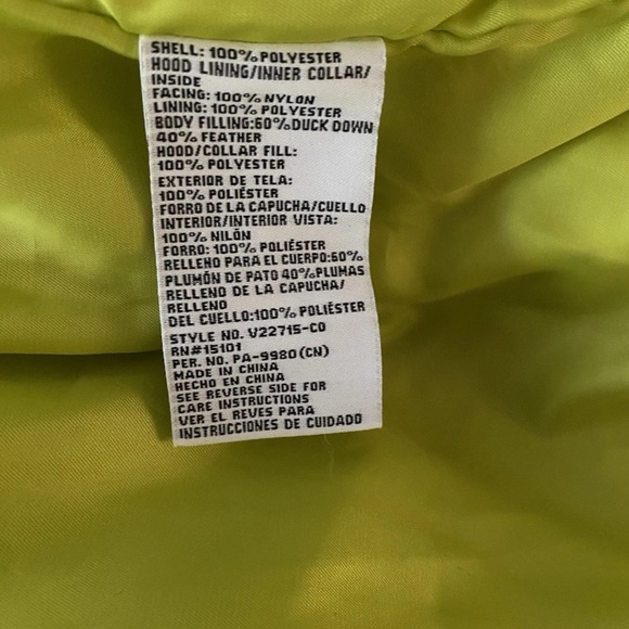 Two By Vince Camuto Neon Yellow Women Size M Puffer Jacket Hood Down, Feather - Picture 10 of 11